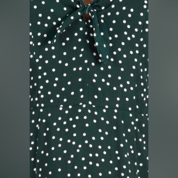 🌲🚉 Dissh Dark Green Polka Dot Tie Dress 🚉🌲 Size 12 - Picture 5 of 10
